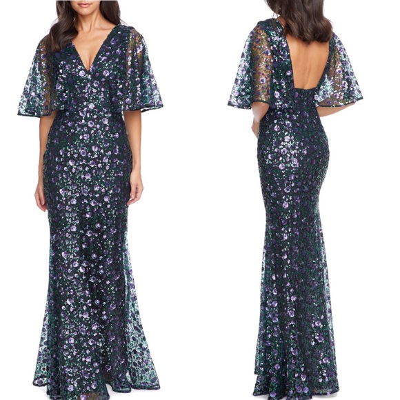 Dress The Population Laine Sequin Lace Gown Violet - Picture 2 of 8